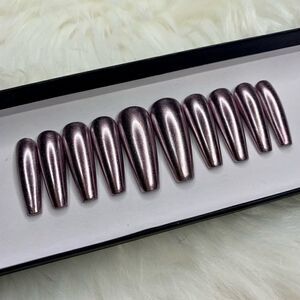 Rose Pink Chrome Custom Press On Nails | High Quality Nails | Handmade